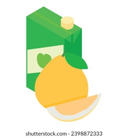 Pomelo juice icon isometric vector. Fresh ripe pomelo and juice packaging icon. Food and beverage concept