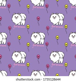 pomeranain vector pattern seamless with background