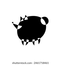 Pomeranian dog. Dog breed silhouette. Icon template. Avantgarde graphic style. Black and white vector Illustration on white background.