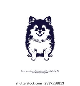 ilustración de perro de pomerania diseño vectorial lindo kawaii