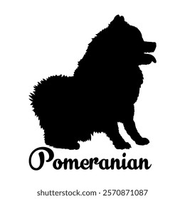 Pomeranian dog silhouette, dog breeds, logo, vector, silhouette,  animal, illustration, icon, sign, design, black, symbol, pet, love
