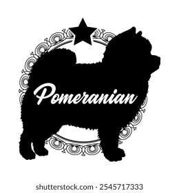 Pomerania perro silueta, perro, razas de perro, Vector, silueta, diseño de logotipo, animal, ilustración, icono, signo, negro, mascota