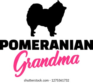 Pomeranian Grandma silhouette pink word