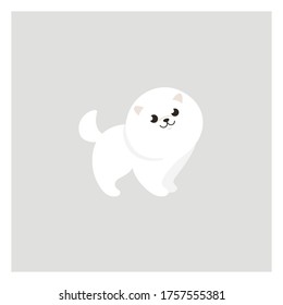Pomeranian puppy. Cute dog character. Vector illustration in cartoon style for poster, postcard.