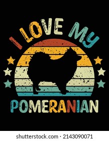 Pomeranian Silhouette Vintage And Retro T-shirt Design