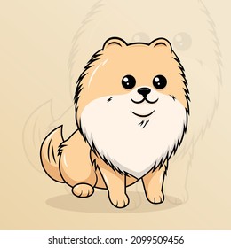 Pomeranian spitz cute puppy isolated on white background. Vector illustration