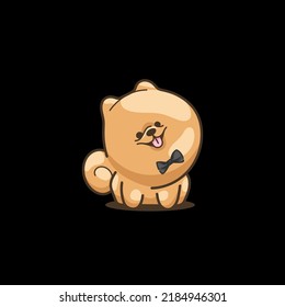 Pomeranian Spitz Dog in Kawaii Style, Cute Cartoon Character