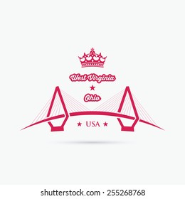 Pomeroy Mason Bridge over the Ohio River between the American cities of Pomeroy, Ohio and Mason, West Virginia - vector illustration