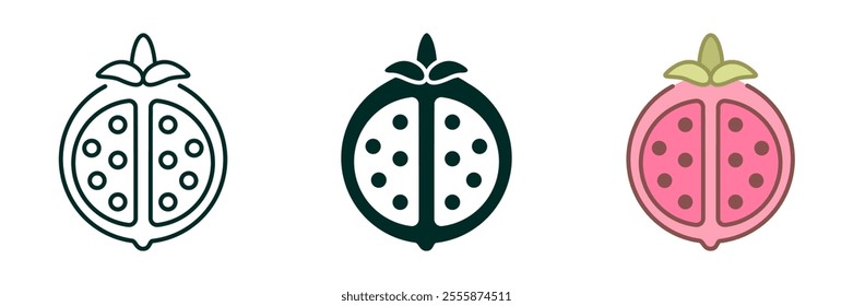 Pomgranate Fruit icon collection simple design Editable Transparent isolate background