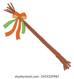 Pomlazka - Czech traditional Easter wicker whip with ribbons, vector spring symbol