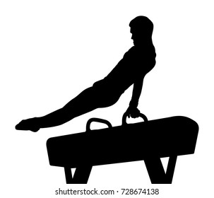 Pomme Horse Male Gymnast In Gymnastics Black Silhouette