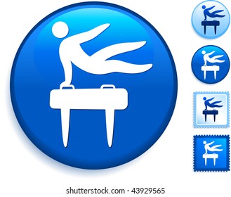 Pommel Horse Icon on Internet Button Original Vector Illustration