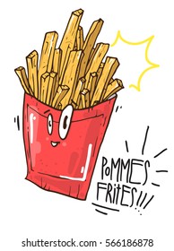 Pommes frites cute illstration in vector