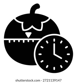Icono de la técnica Pomodoro para la gestión del tiempo con temporizador de tomate