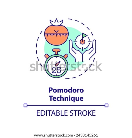 Pomodoro technique multi color concept icon. Focus control. Round shape line illustration. Abstract idea. Graphic design. Easy to use in infographic, promotional material, article, blog post