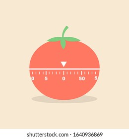 Pomodoro timer icon isolated on white background. Productivity concept. Flat designe. Vector stock illustration.