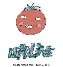 Pomodoro or tomato timer symbol with text Deadline.