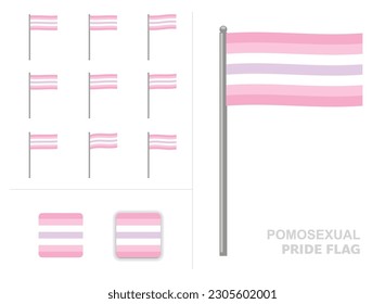 Pomosexual Pride Flag Wave Animation App Icon Vector
