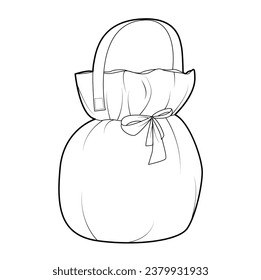 Pompadour Bag clutch silhouette with bow. Fashion accessory technical illustration. Vector satchel front 3-4 view for Men, women, unisex style, flat handbag CAD mockup sketch outline isolated