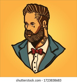 pompadour man character vector design