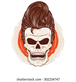 Pompadour Skull Head. a skull head with a cool hairstyle.