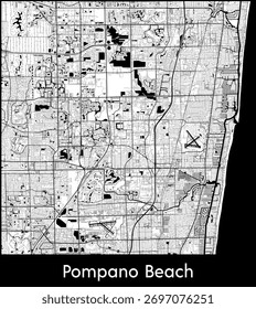 Pompano Beach mapa de la ciudad, Estados Unidos - Vector topográfico mapa póster