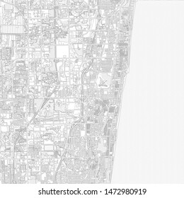 Pompano Beach, Florida, USA, bright outlined vector map with bigger and minor roads and steets created for infographic backgrounds.