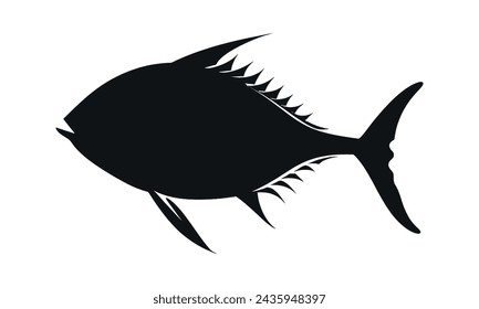 Pompano black silhouette white background