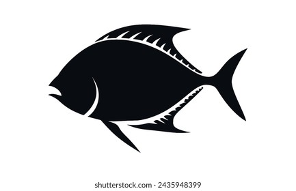 Pompano negro silueta fondo blanco