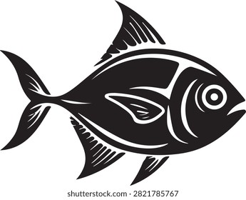  Pompano Fish Silhouette - Tribal Fish Black Icon