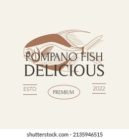 Pompano fish vintage illustration logo