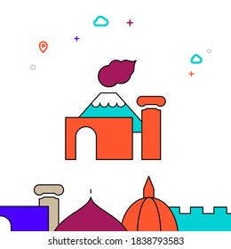 Pompeii, Italy filled line vector icon, simple illustration, world landmarks related bottom border.