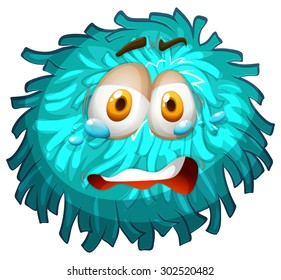 Pom-pom with crying face illustration