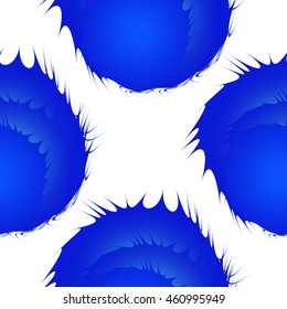POM-poms bright blue on a white background. Vector. Illustration. Seamless pattern. Fabric. Packing.