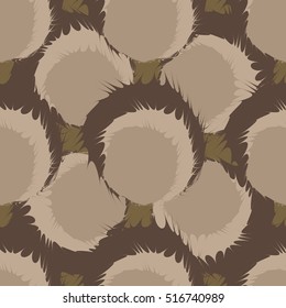 POM-poms brown. Vector. Illustration. Seamless pattern. Fabric. Packing.
