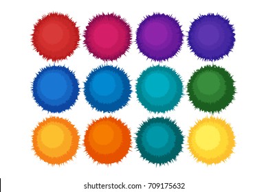 Pompon or furry balls icon. Vector illustration.