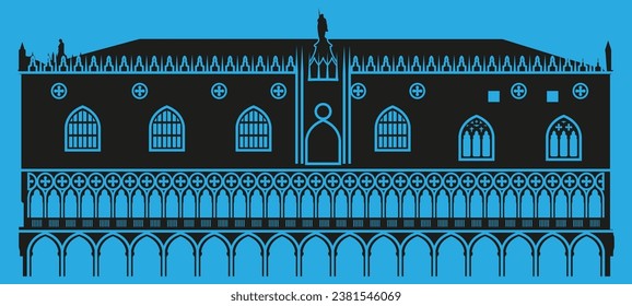 pompous building in budapest vector illustration