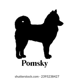 Silueta de perro Pomsky Perro raza logotipo perro mongograma cara de perro vector