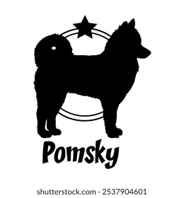 Silueta de perro Pomsky, perro, razas de perro, logotipo, Vector, silueta, diseño de logotipo, animal, ilustración, icono, signo, diseño, negro, símbolo, mascota