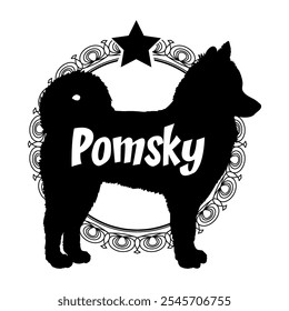 Pomsky. silhueta do cão, cão, raças de cães, vetor, silhueta, design do logotipo, animal, ilustração, ícone, sinal, preto, animal de estimação