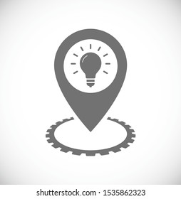 icono del mapa de pon con la bombilla de luz interna