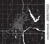Ponca City Oklahoma city map vector illustration. Black and white street map of Ponca City OK USA