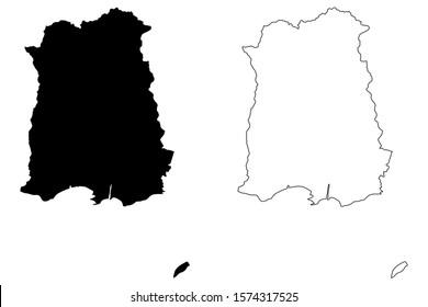 Ponce municipality (Commonwealth of Puerto Rico, Porto Rico, PR, Unincorporated territories of the United States) map vector illustration, scribble sketch Ponce map