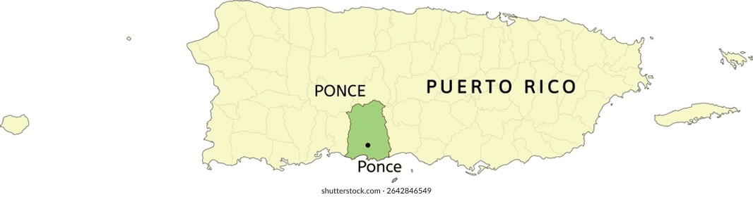 Ponce municipality and town of Ponce location on Puerto Rico map