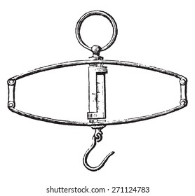Poncelet dynamometer, vintage engraved illustration. Industrial encyclopedia E.-O. Lami - 1875.