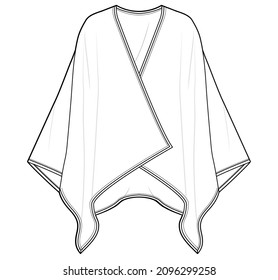 poncho blanket scarf unisex scarves flat sketch vector illustration 