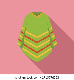 Poncho clothes icon. Flat illustration of poncho clothes vector icon for web design