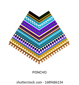 Poncho clothing. Colorful carnival fashion. Ethnic culture. Flat Vector