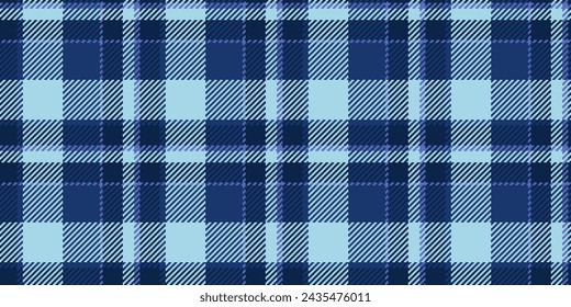 Vector de patrón de tela de poncho, fondo folk tartán sin fisuras. Textura básica a cuadros en color azul y claro.