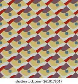 Poncho Geometric Shape Square ZigZag Seamless Repeat Vector Tile Pattern. Green, Blue, Red, Grey, Natural Colour. Background,